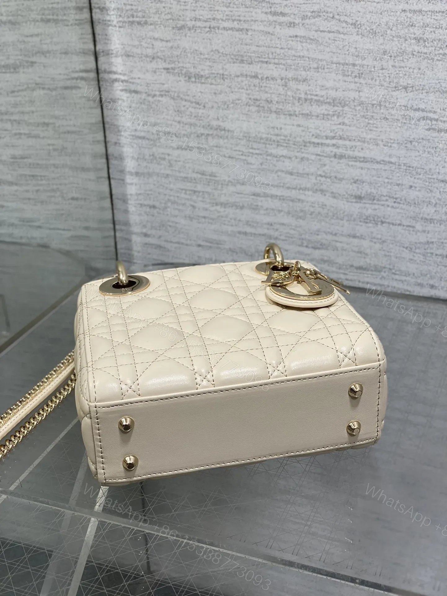 View 4 of Dior Mini Lady Dior Bag in latte cannage