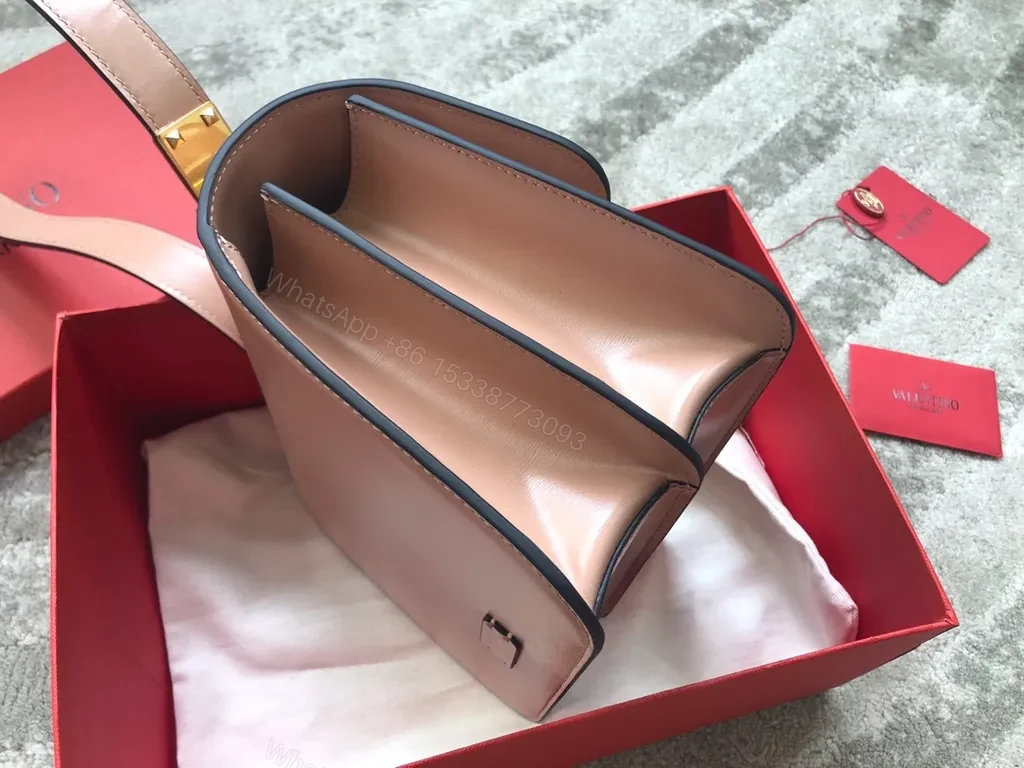 View 3 of Two-Tone Calfskin Crossbody with V Buckle Bag