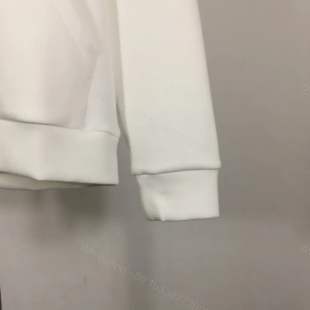View 6 of Neutral Off-White Luxury Hoodie with Crest Embroidery