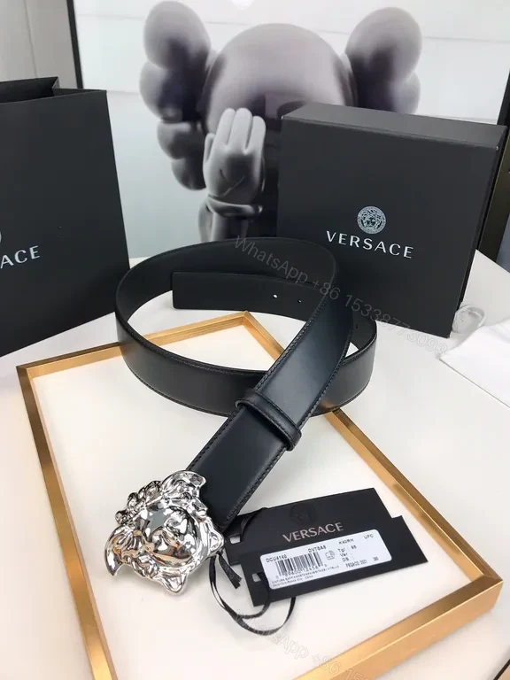 View 8 of Versace Medusa Buckle Leather Belt â€” Timeless Luxury Accessory