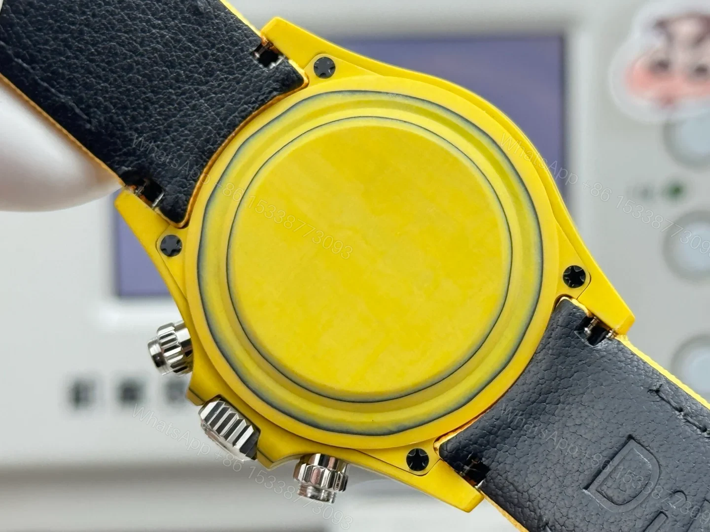 View 8 of Rolex Daytona Yellow Carbon Fiber Replica 40MM Premium White Dial Yellow Fabric Strap RG-DAYTONA-YELLOW-CF-40