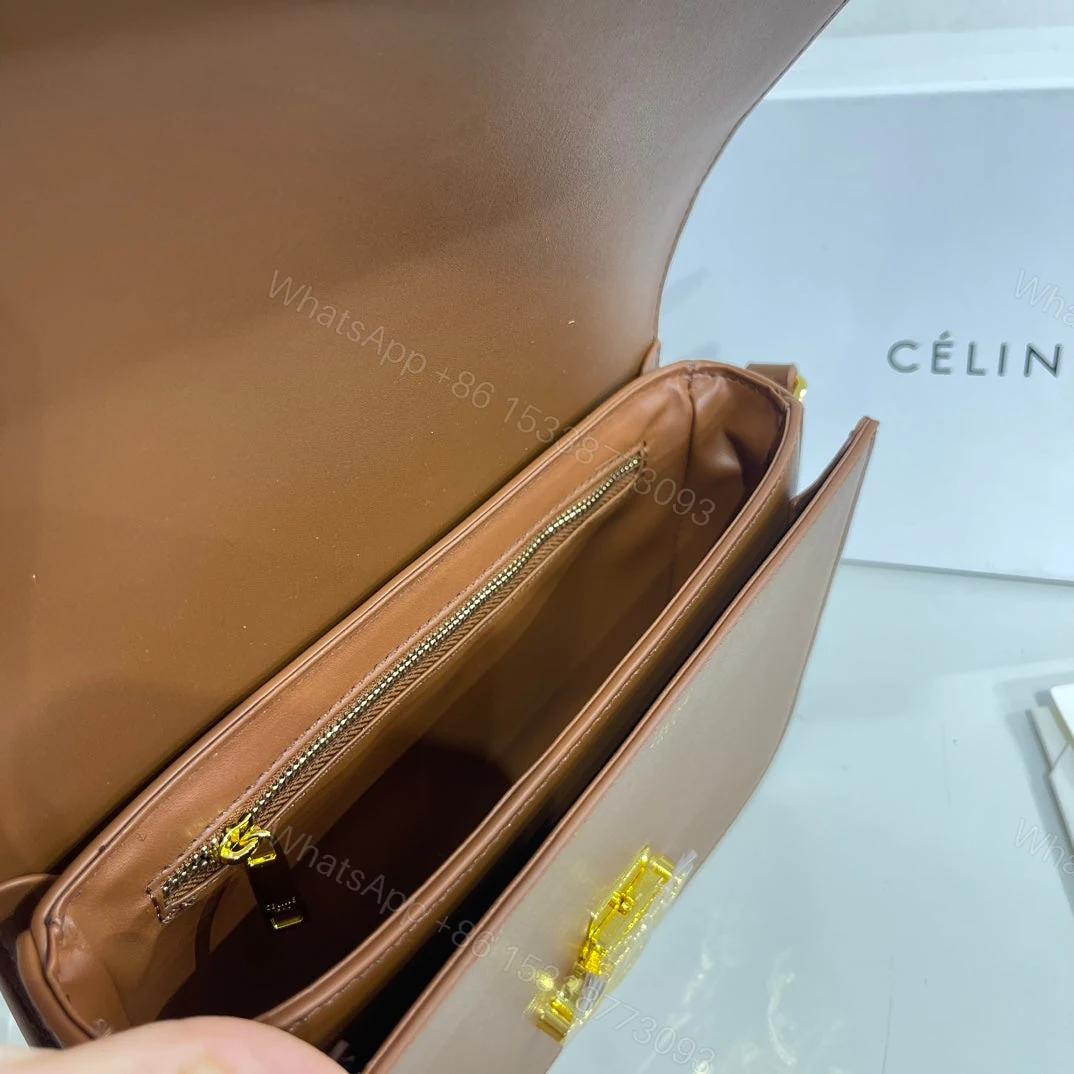 View 4 of CELINE TEEN TRIOMPHE BAG IN SHINY CALFSKIN BROWN 18CM