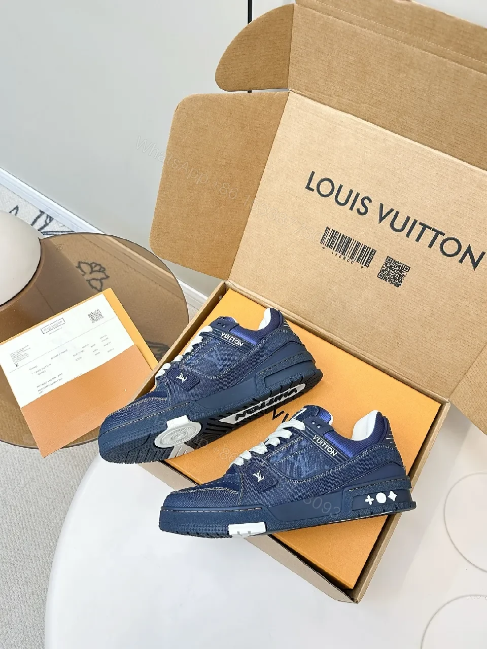 View 5 of Dark Denim Luxe Sneaker: Durable High-Top Comfort