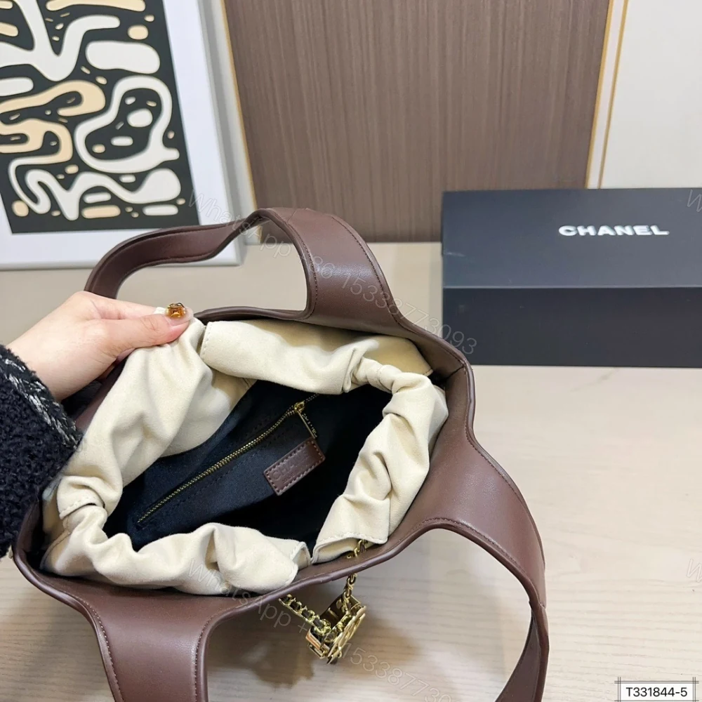 View 7 of Chanel Large Shopping Bag Gold Tone Hardware Brown 32Cm