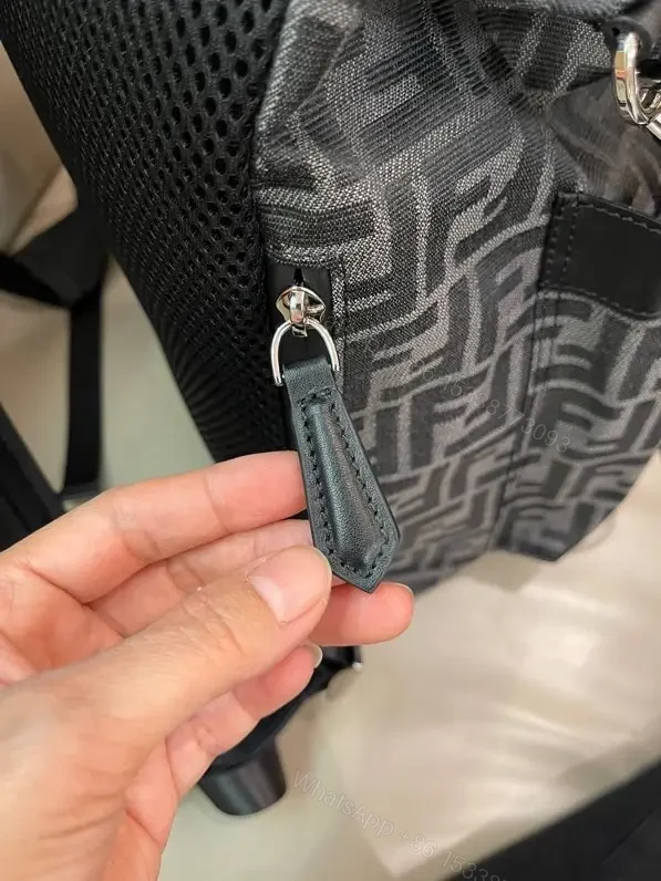 View 5 of Dark Gray & Black Monogram Backpack with Front Flap