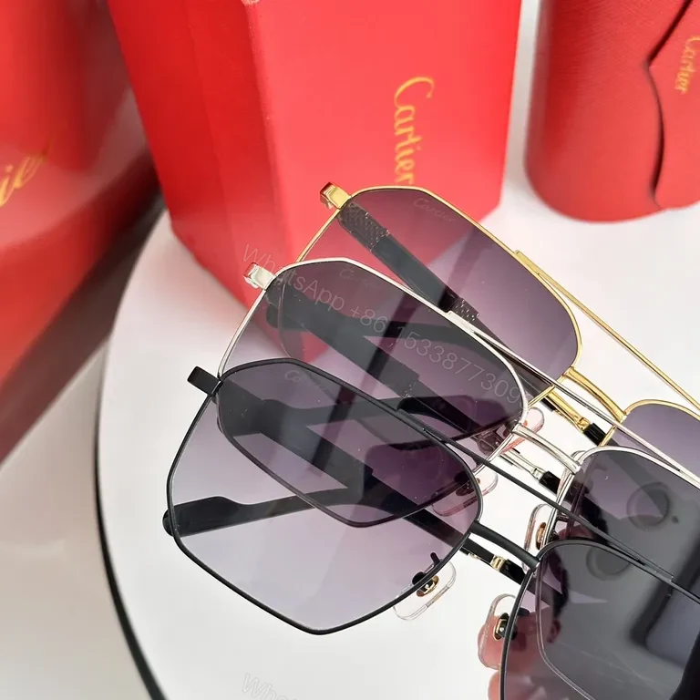 View 6 of Gold-Geometric Shield Sunglasses â€“ Premium Cartier-Inspired, All-Day Comfort