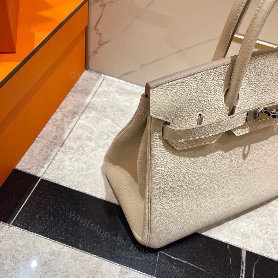 View 4 of HN 30CM WHITE TOGO LEATHER SILVER HARDWARE
