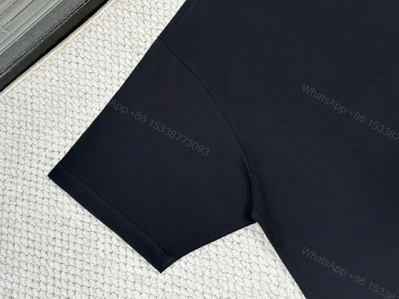 View 6 of Black Cotton Logo Tee, Minimalist, Balenciaga Style, Short Sleeve T-Shirt