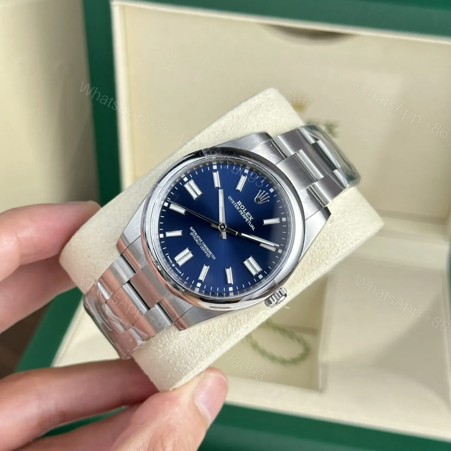 View 2 of Replica Rolex Oyster Perpetual Blue Dial 124300 41mm