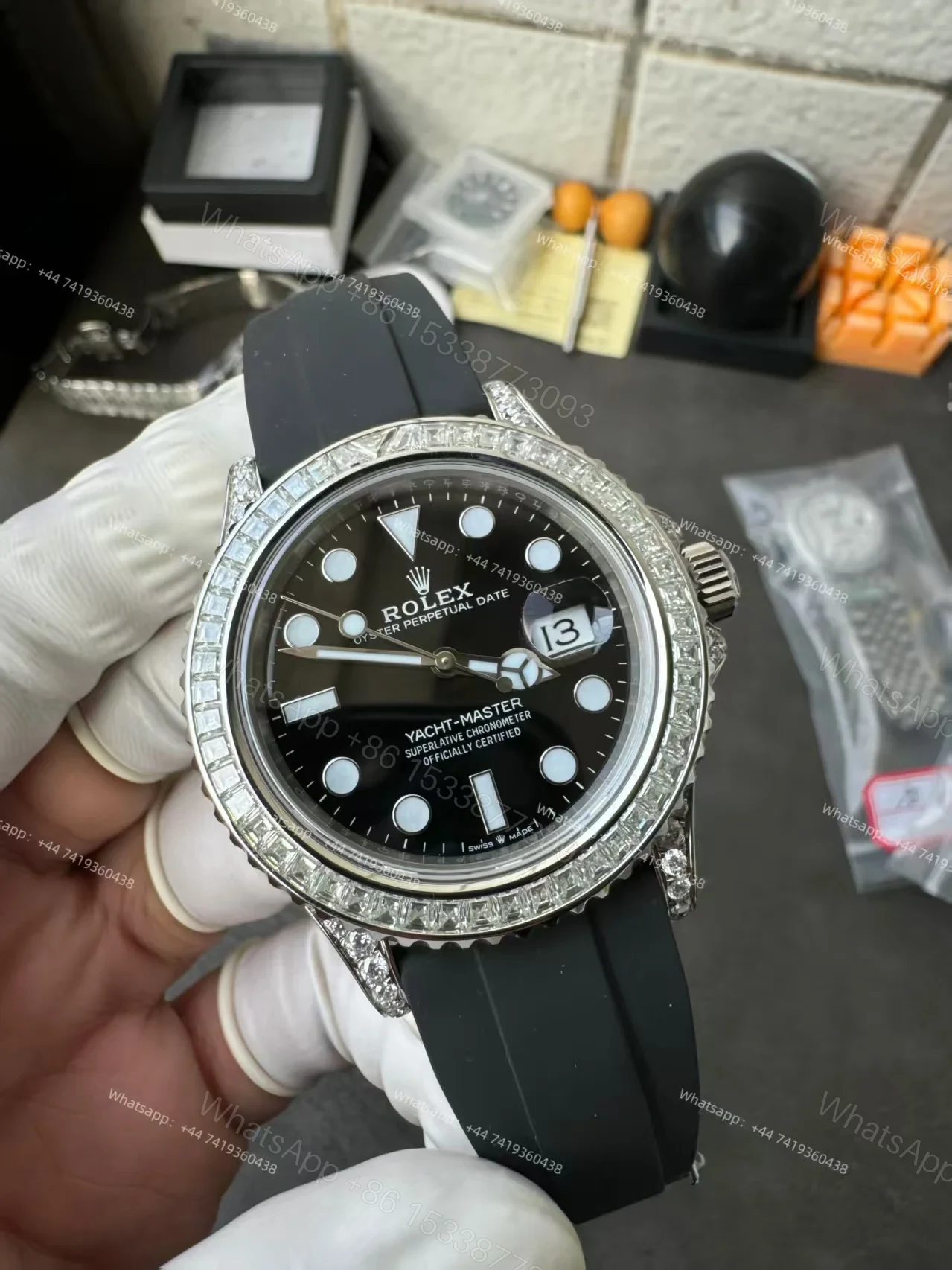 View 18 of Rolex Yacht-Master 226679TBR 1:1 Replica 42MM Moissanite Diamond Lugs and Dial 3235 Movement Super Clone Watch