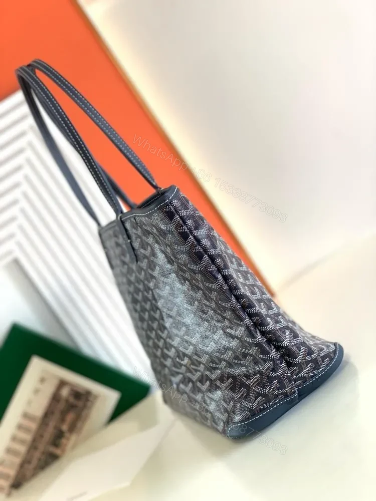 View 2 of Goyard Navy Blue Goyardine Coated Canvas and Leather Saint Louis PM Tote