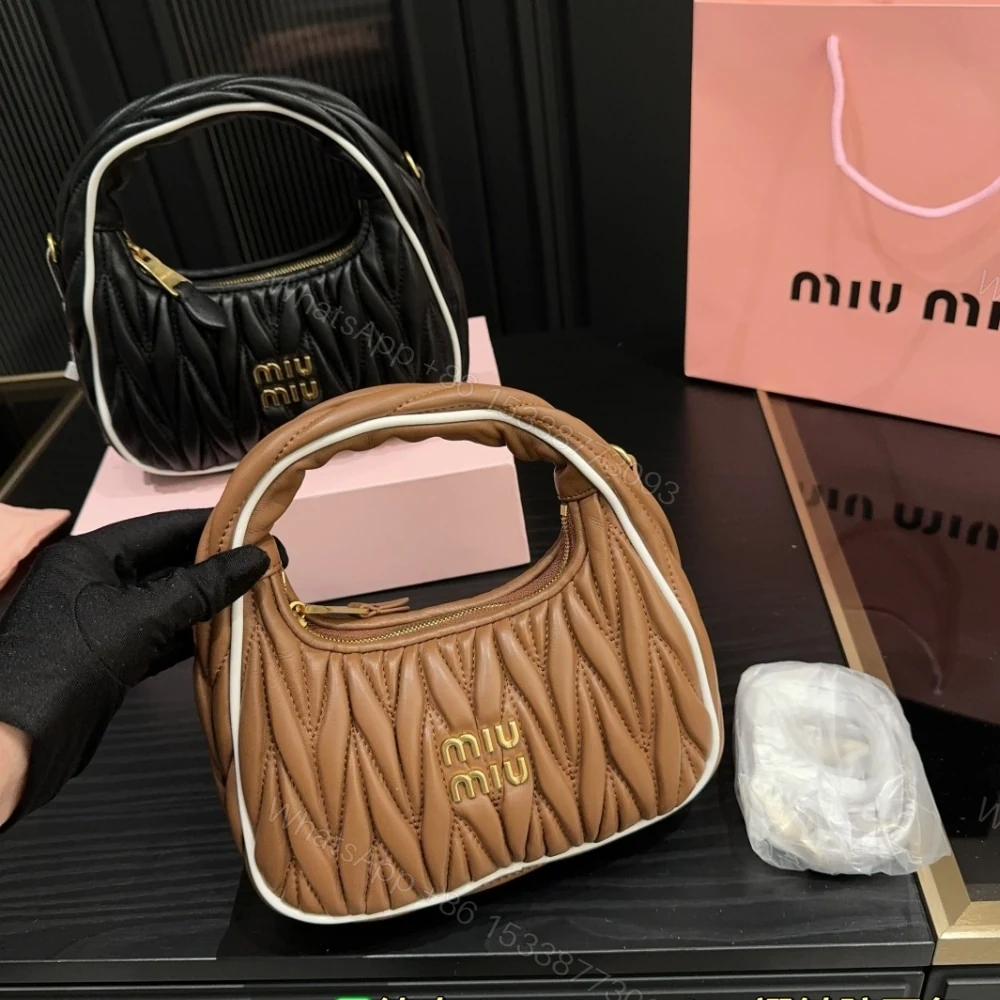View 2 of MIUMIU WANDER MATELASSÉ BAG MARBLE COGNAC AND WHITE 20CM 5BC125 2IBS F031W V OOF
