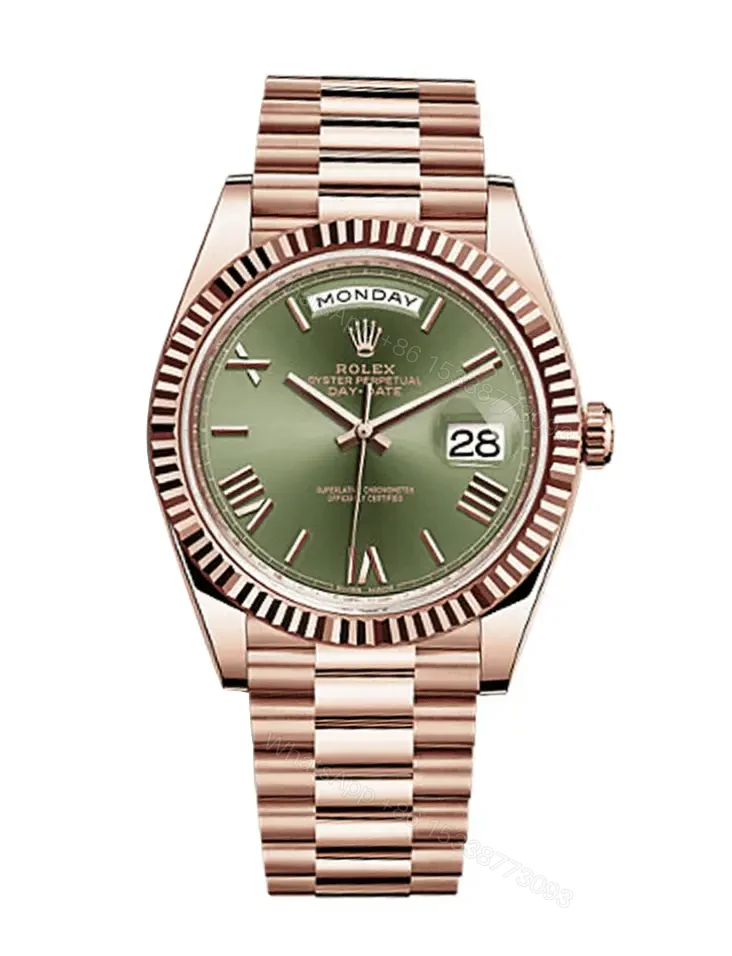 Super clone Replica Day Date Rose Gold Green Dial — view 1