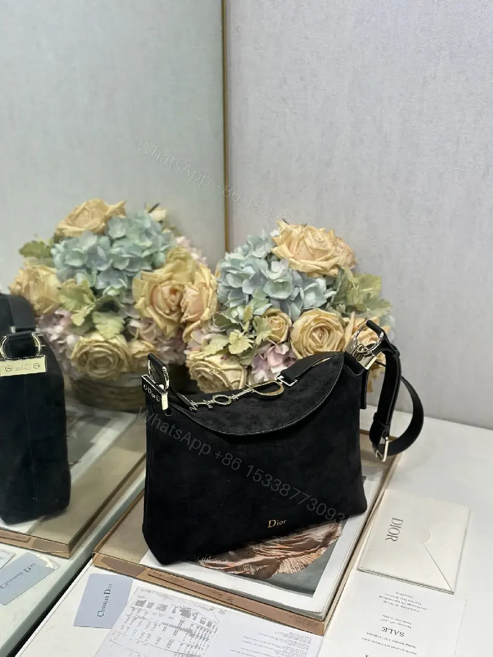 View 7 of Compact Black Diors Inspired Shoulder Bag: Everyday Luxury