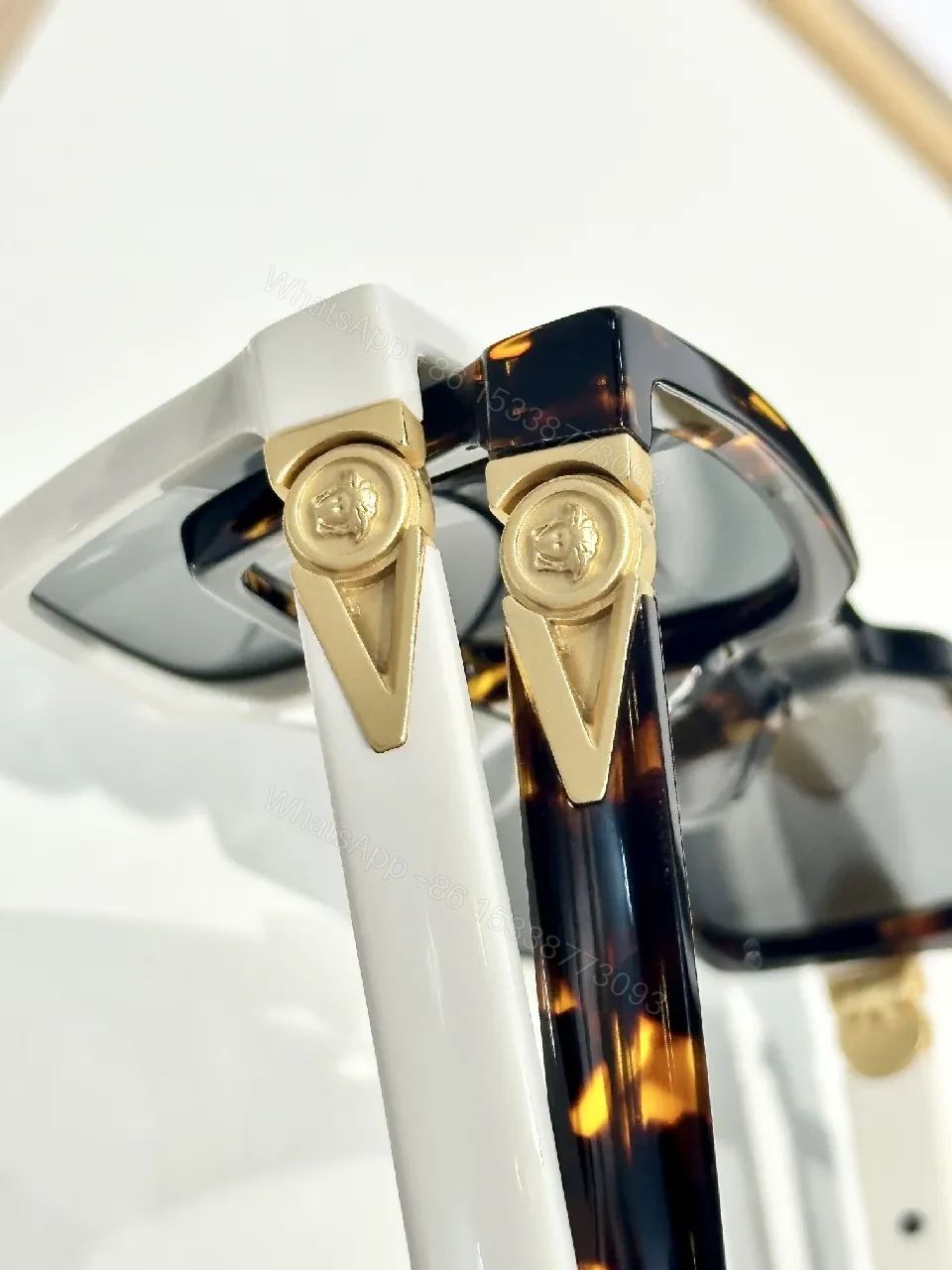 View 3 of Bold Black Acetate Sunglasses with Gold-Accent Hardware