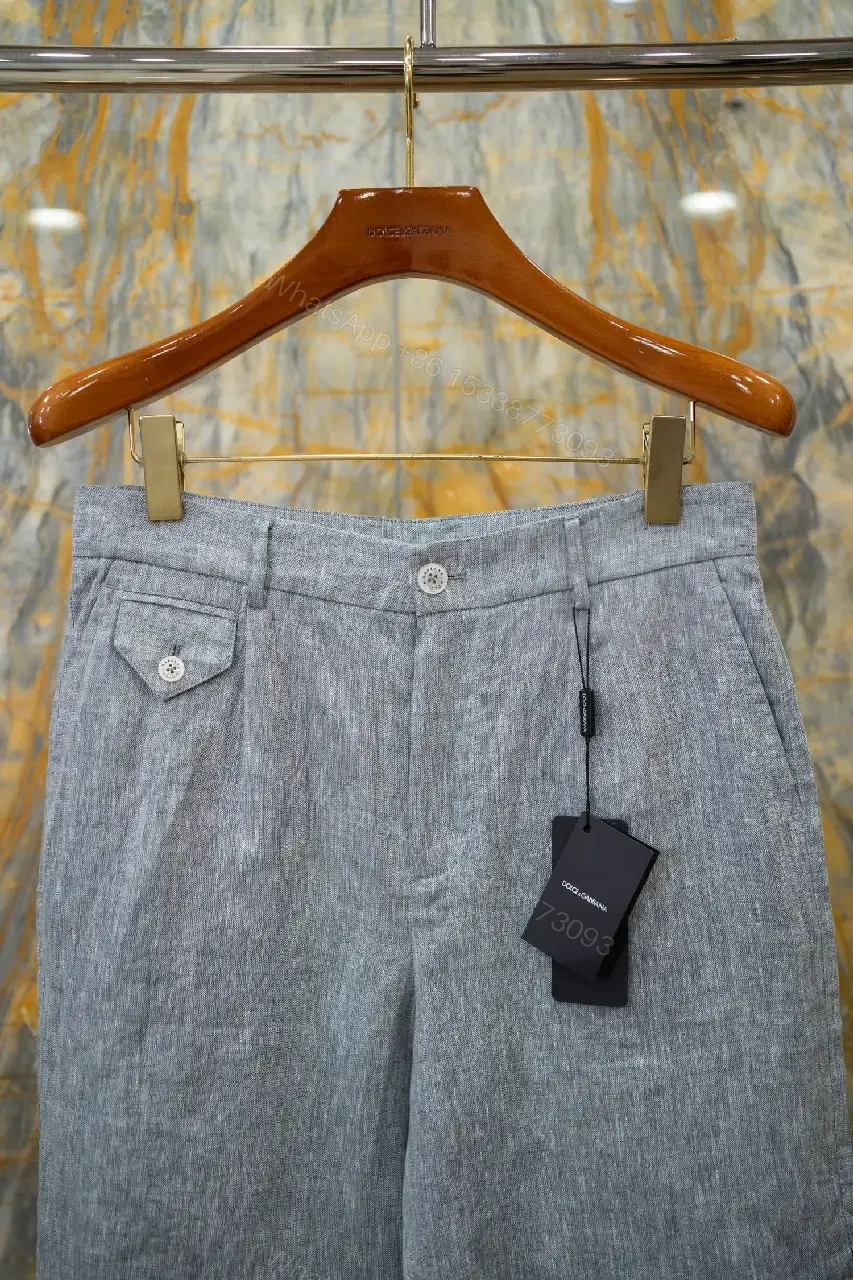 View 4 of light blue linen-blend shorts with front pockets for smart-casual wear