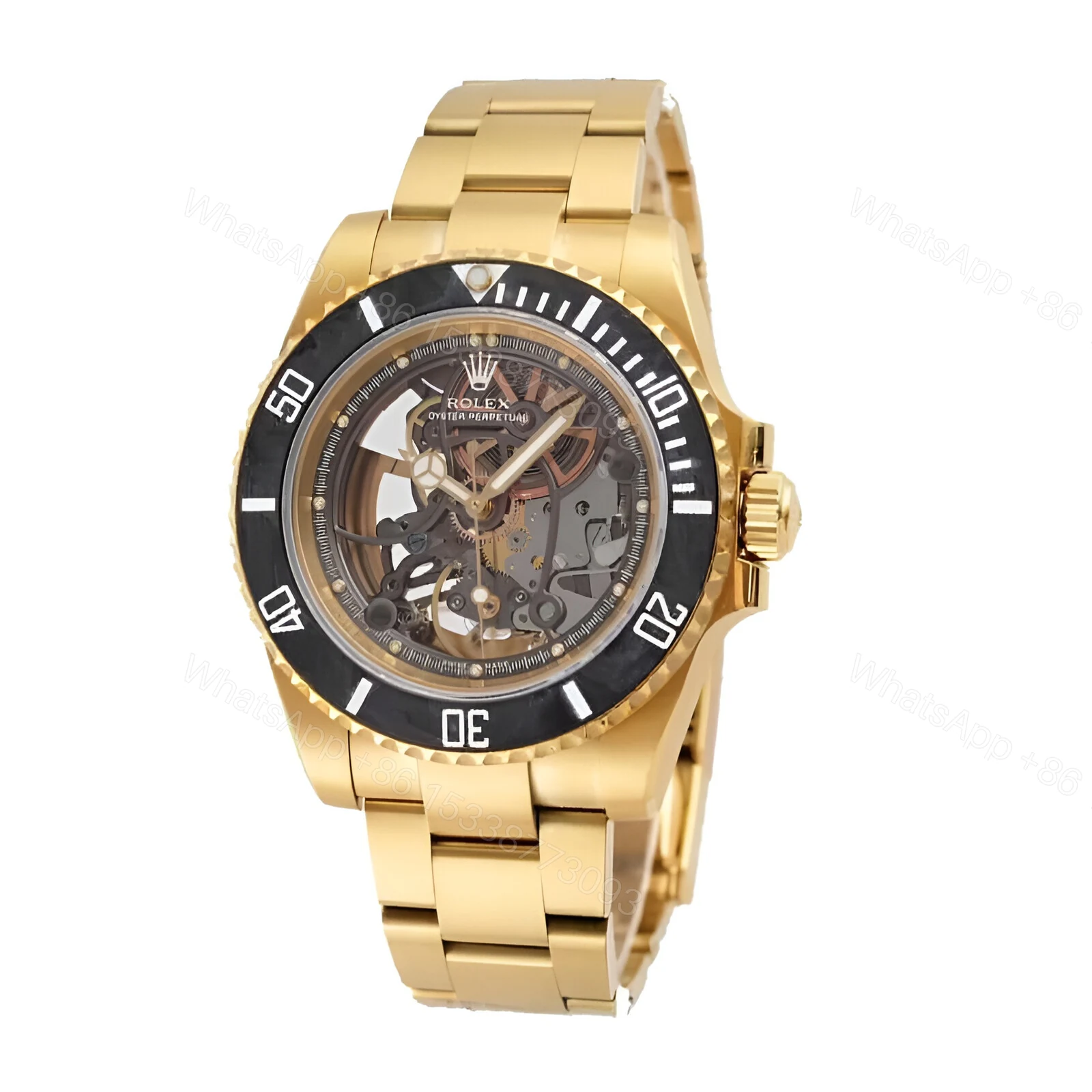 View 2 of Rolex Oyster Skeleton Gold 114200 Replica