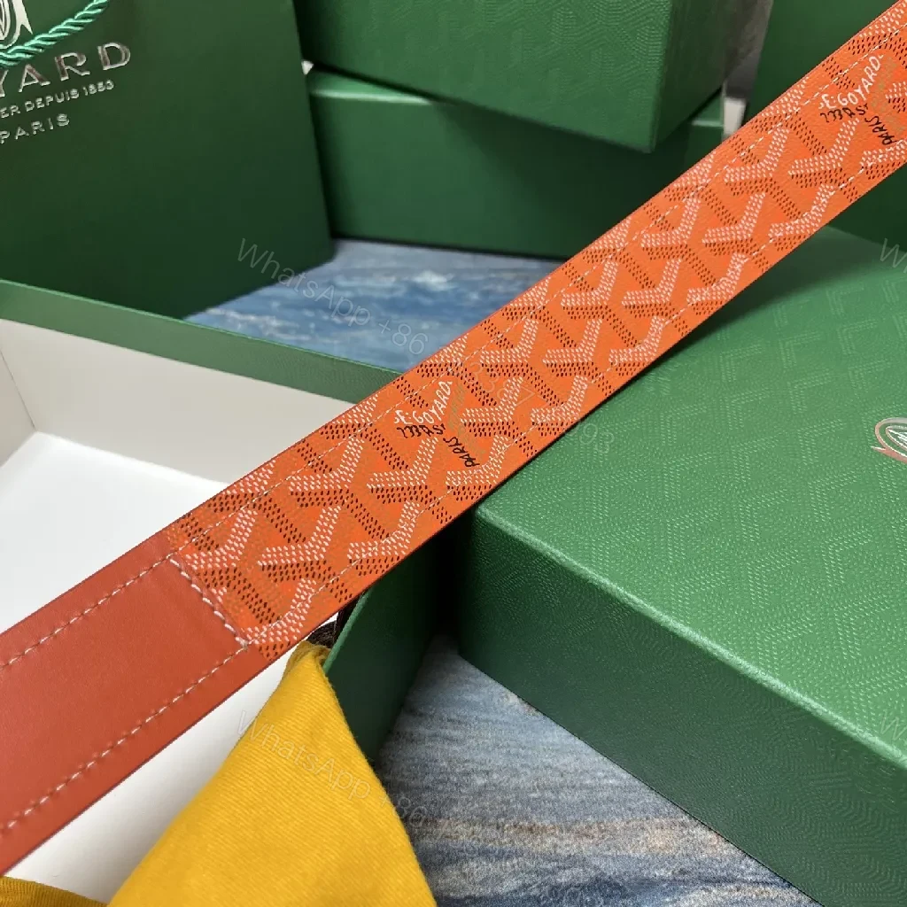 View 9 of Bright Orange Leather Belted Sandal with Goyard Pattern