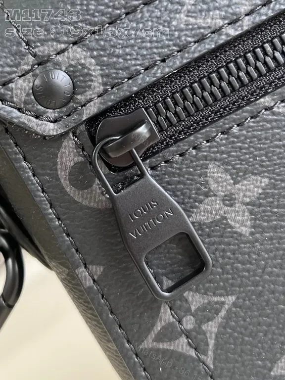 View 4 of Black Boxy LV Monogram Handbag with Lock Closure