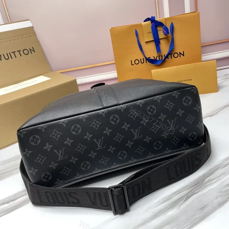 View 5 of Black Monogram Tote: Coated Canvas Luxury, All-Day Comfort Tote