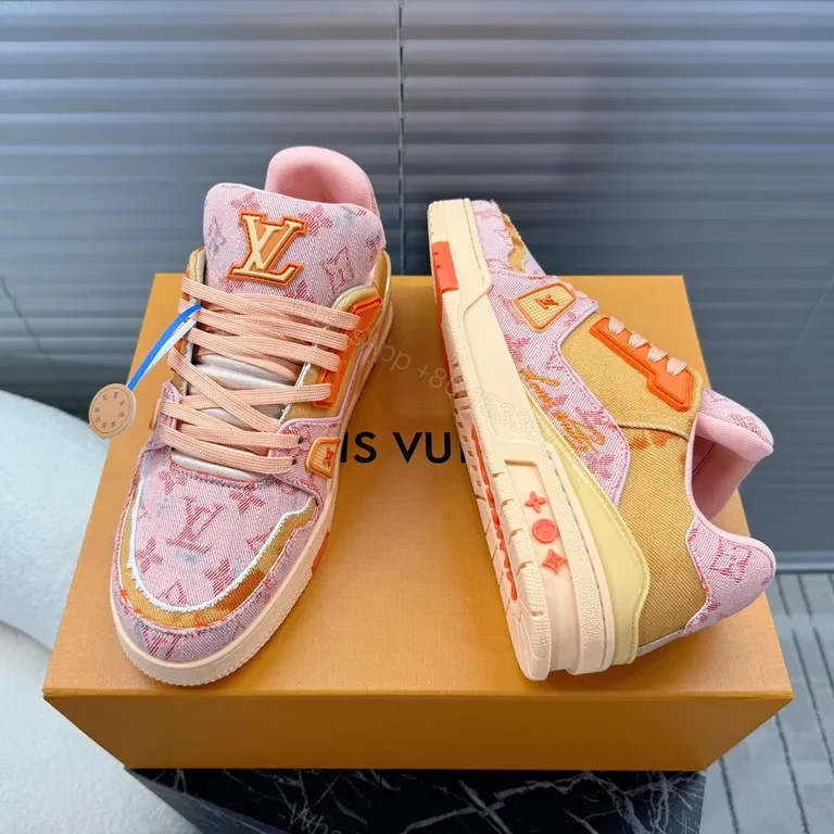 View 2 of Bold Orange-Tone Textured Sneaker: LV-Inspired Luxury Comfort