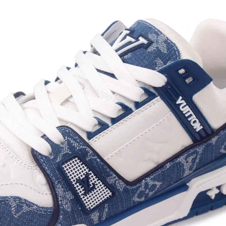 View 5 of Denim Monogram Luxe High-Top Sneakers with LV Accents
