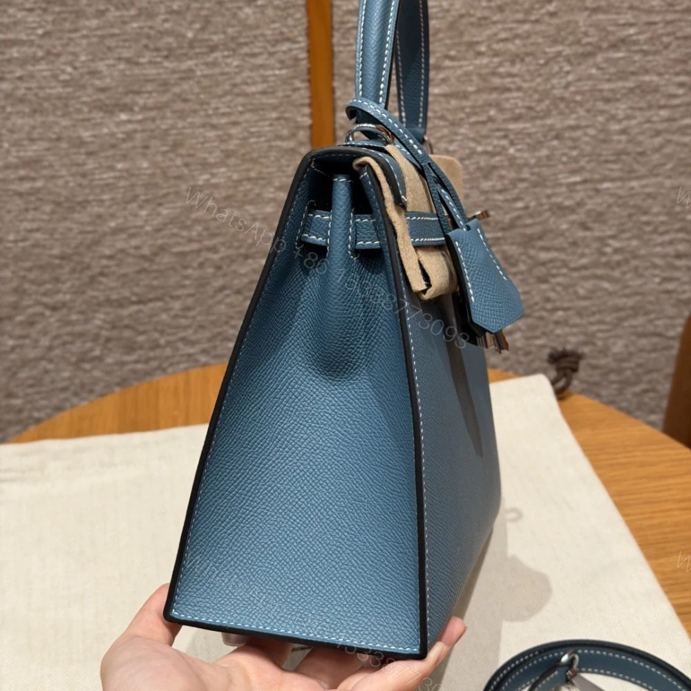 View 3 of 高仿Hermes*Kelly25系列H043110EP7C牛仔藍銀扣牛皮純手工