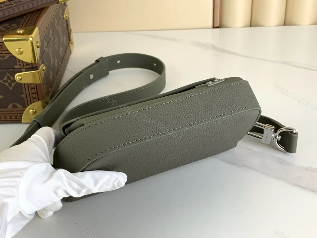 View 6 of Quiet Luxe Compact Crossbody: Pebbled Leather, LV Logo, Gold Hardware
