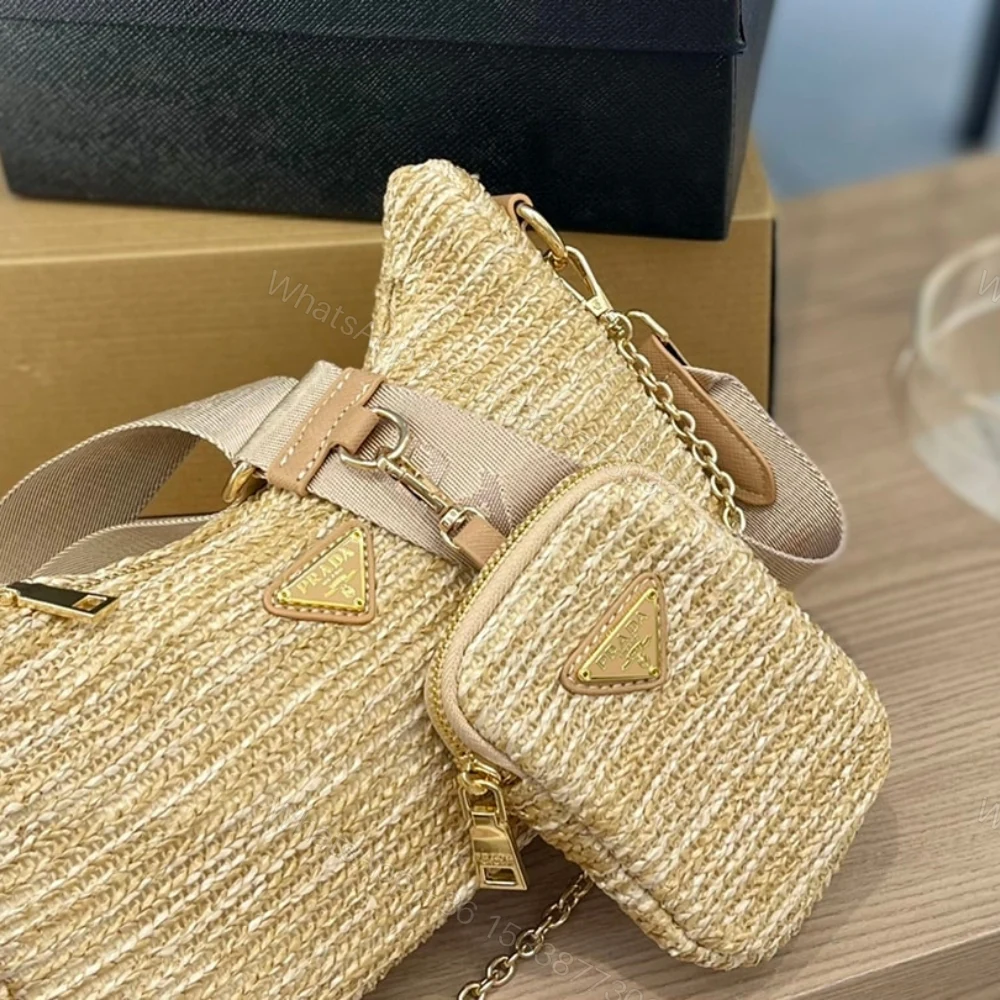 View 4 of Prada Re-Edition 2005 Raffia Bag Tan
