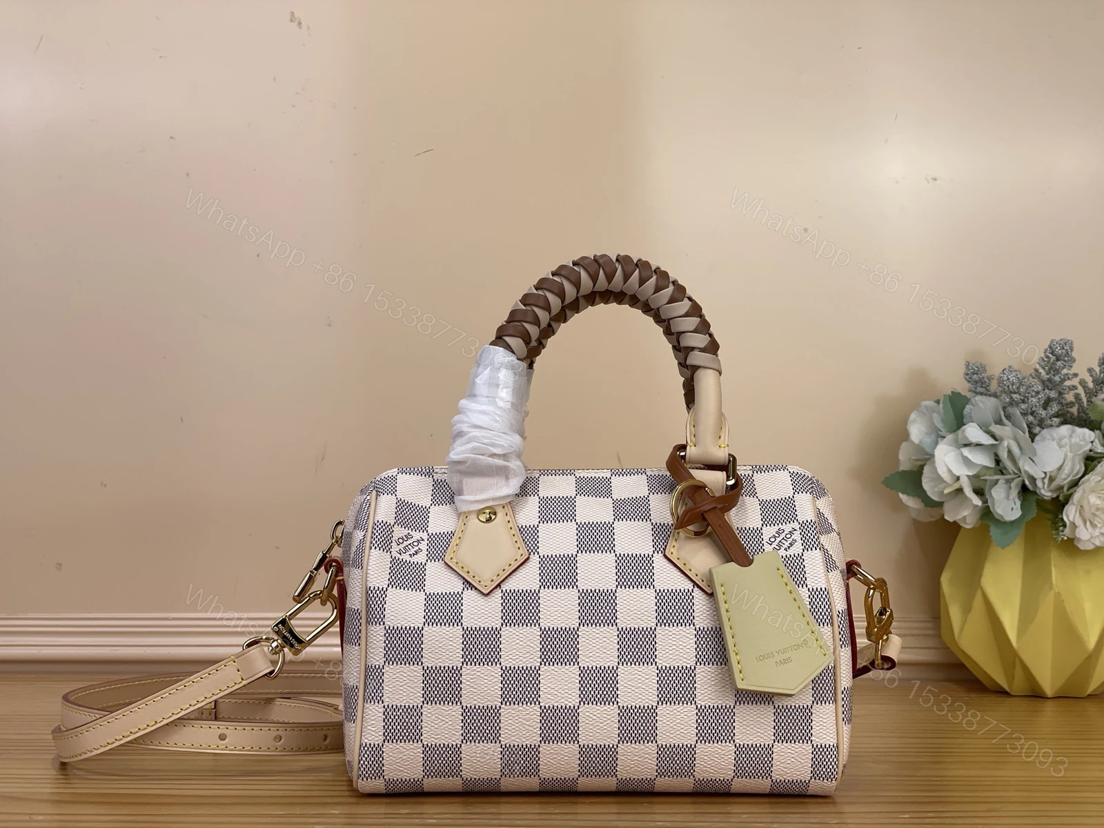 LV復刻Damier Azur編織手把Speedy手提包 斜背兩用包 — view 1