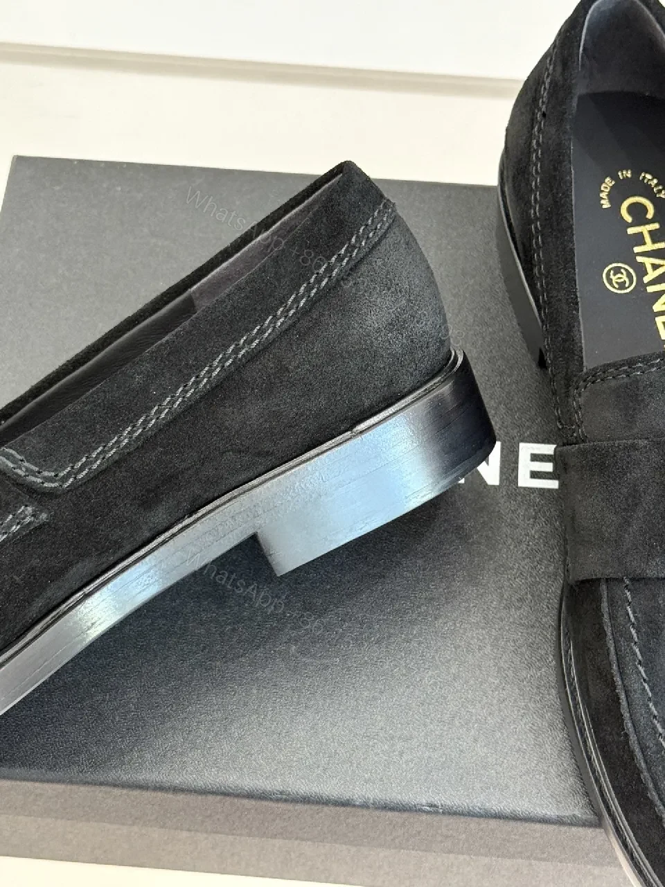 View 8 of Lux Suede Loafers with Gold Emblem – Subtle Luxury