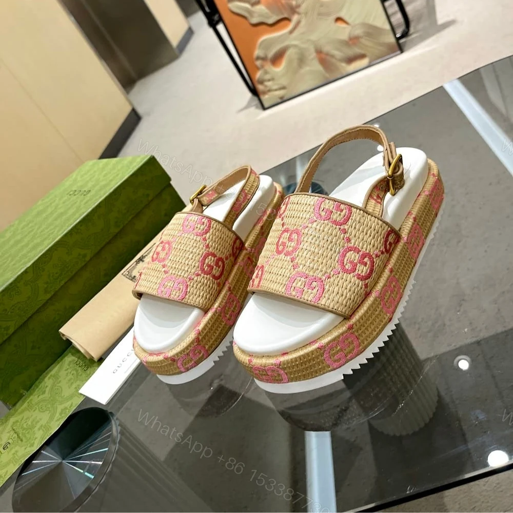 View 3 of Gucci GG Platform Sandals Beige Pink