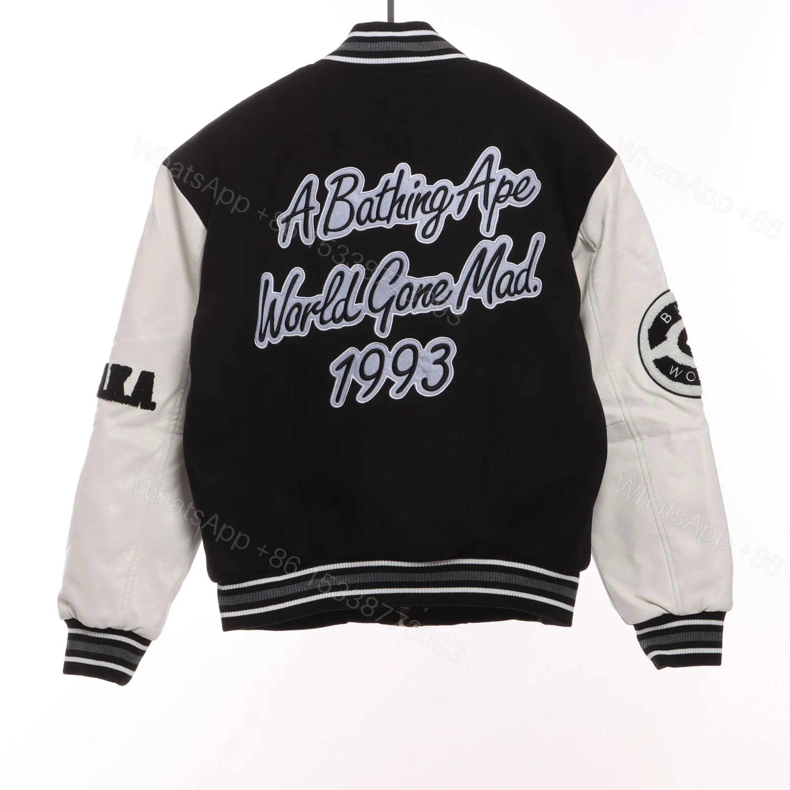 Bape Embroidered Baseball Jacket Black — view 2