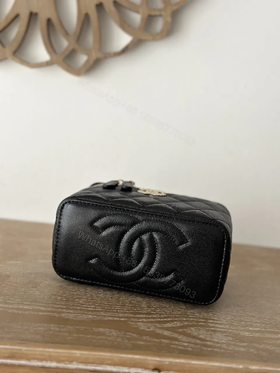 View 9 of Quilted Black Cardholder Bag with Chain – Luxe Compact