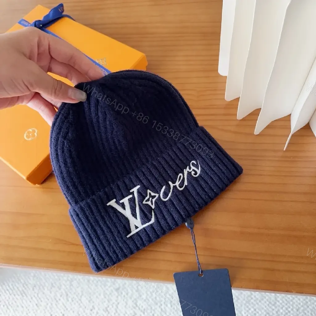 View 2 of Navy Knit Beanie + Monogram Patch + Cozy Luxury Cap