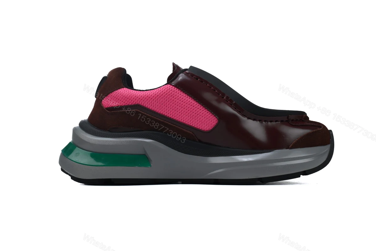 View 5 of Prada Brushed Leather Black Wine Red