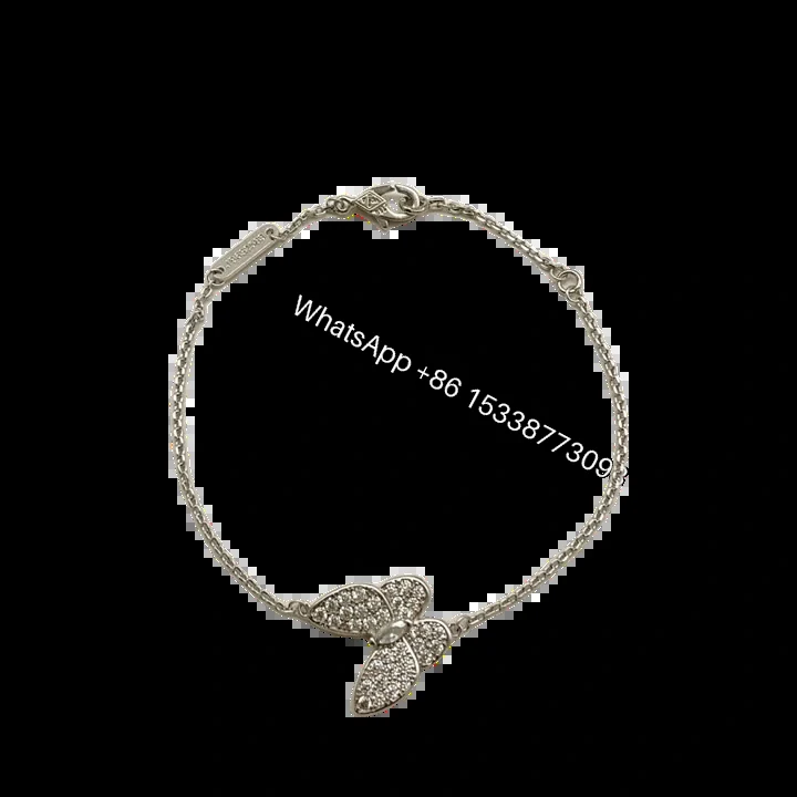 Van Cleef Arpels Replica Two Butterfly Pendant Necklace in White Gold — view 1