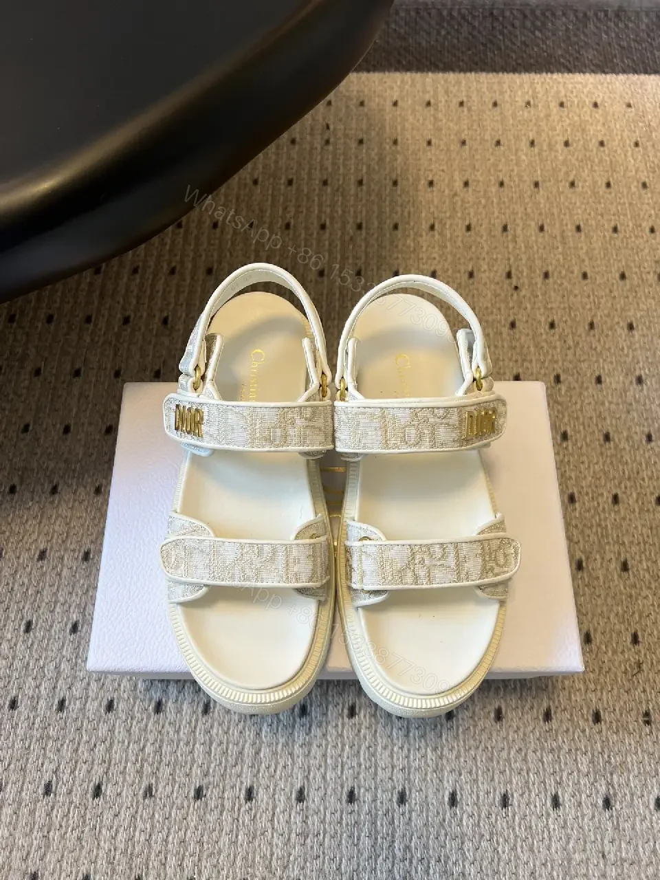 View 8 of Metallic Sandals: Luxe-Texture, Velcro Strap Comfort Platform