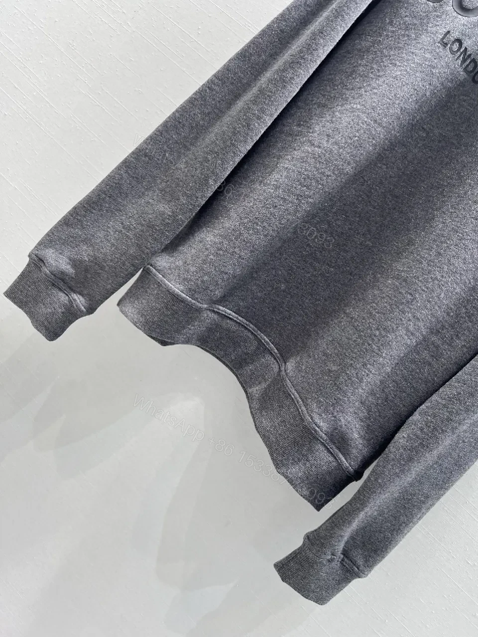 View 3 of Grey Cotton Fleece Crewneck Sweatshirt, Subtle Luxury, Everyday Comfort