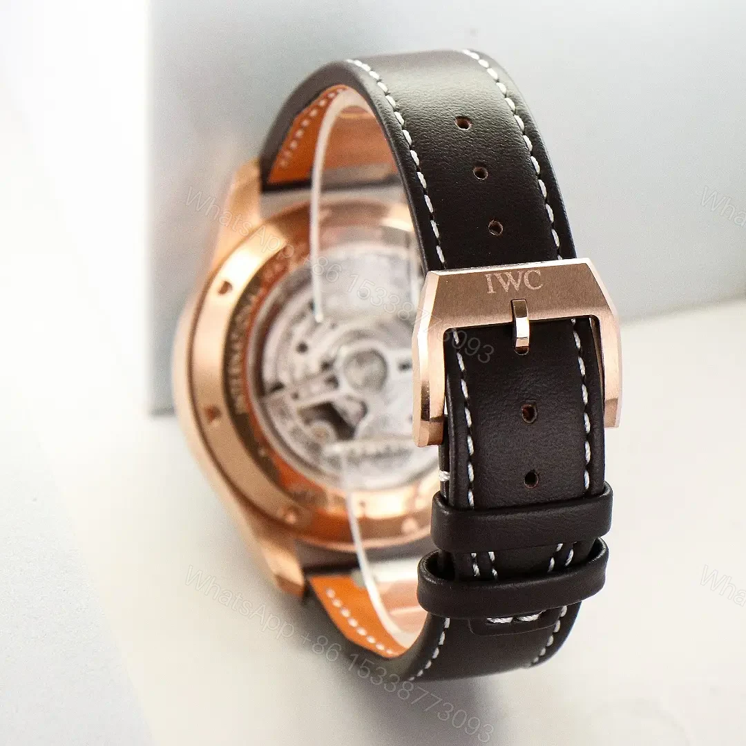 View 8 of IWC Rose Gold Pilot Chronograph Blue Dial Leather Strap Ultimate 43MM IW378003