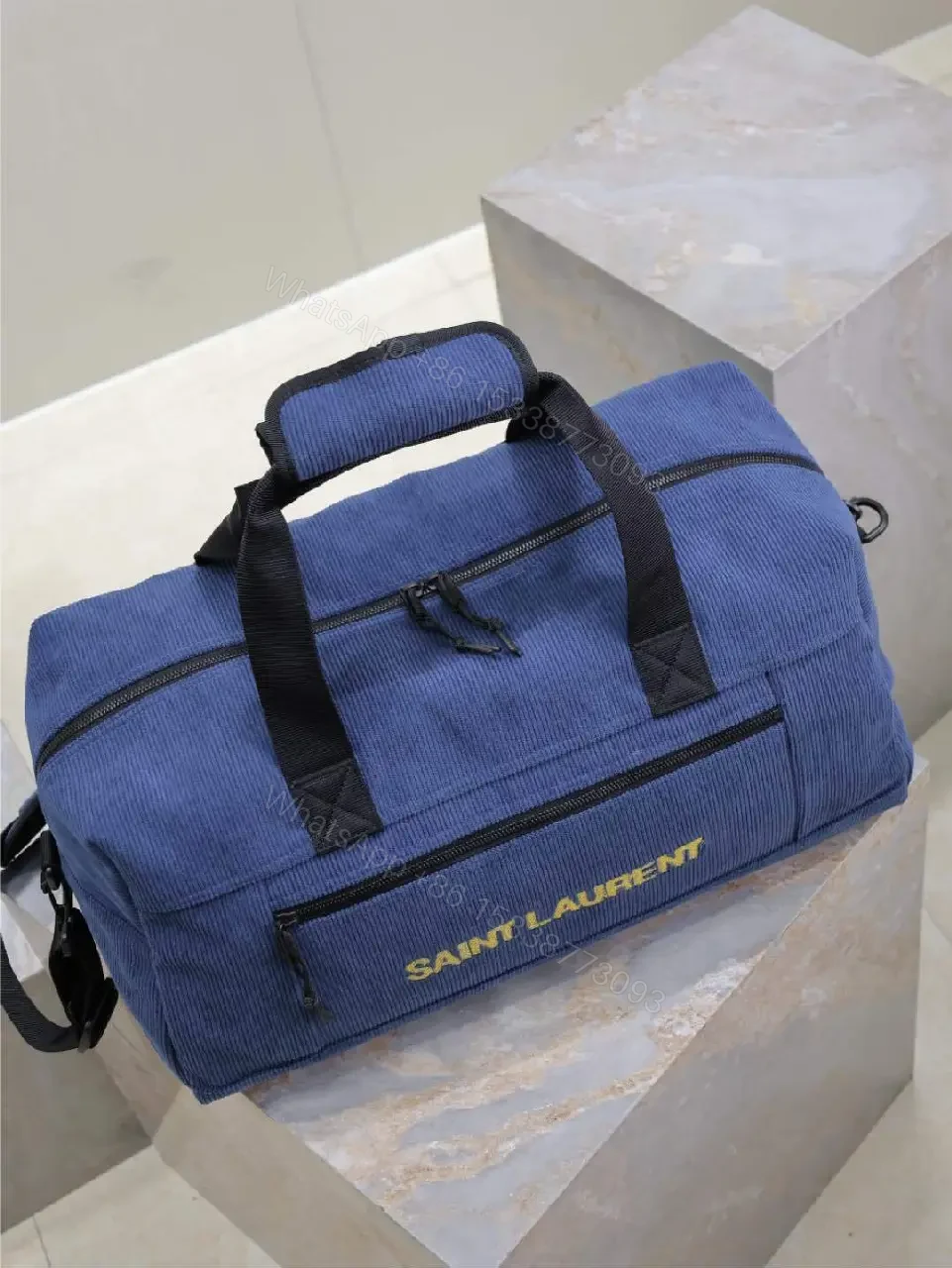 View 4 of Deep Indigo Cordura Gym Bag: Compact Luxury Travel-ready