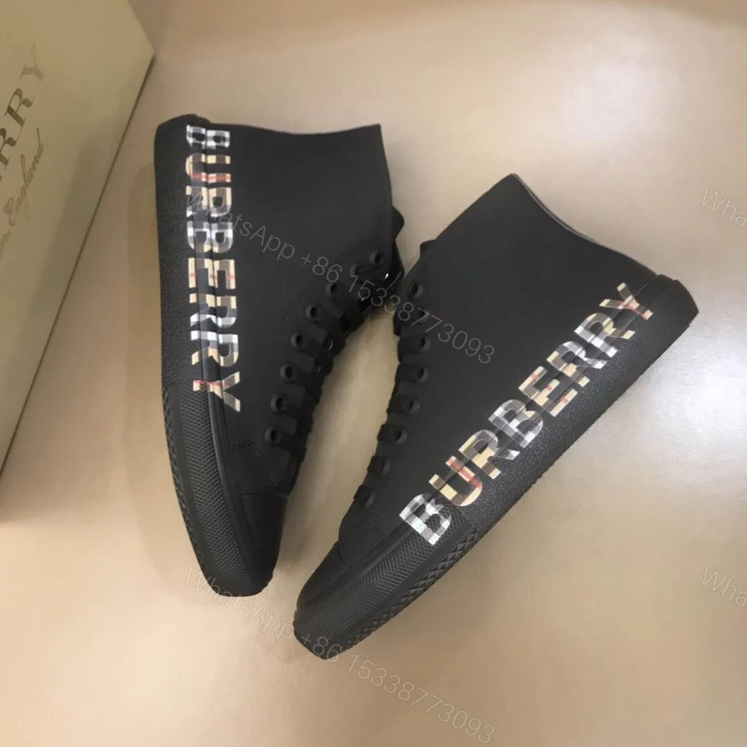 View 8 of BURBERRY LOGO PRINT GABARDINE HIGH-TOP SNEAKERS – BBR82