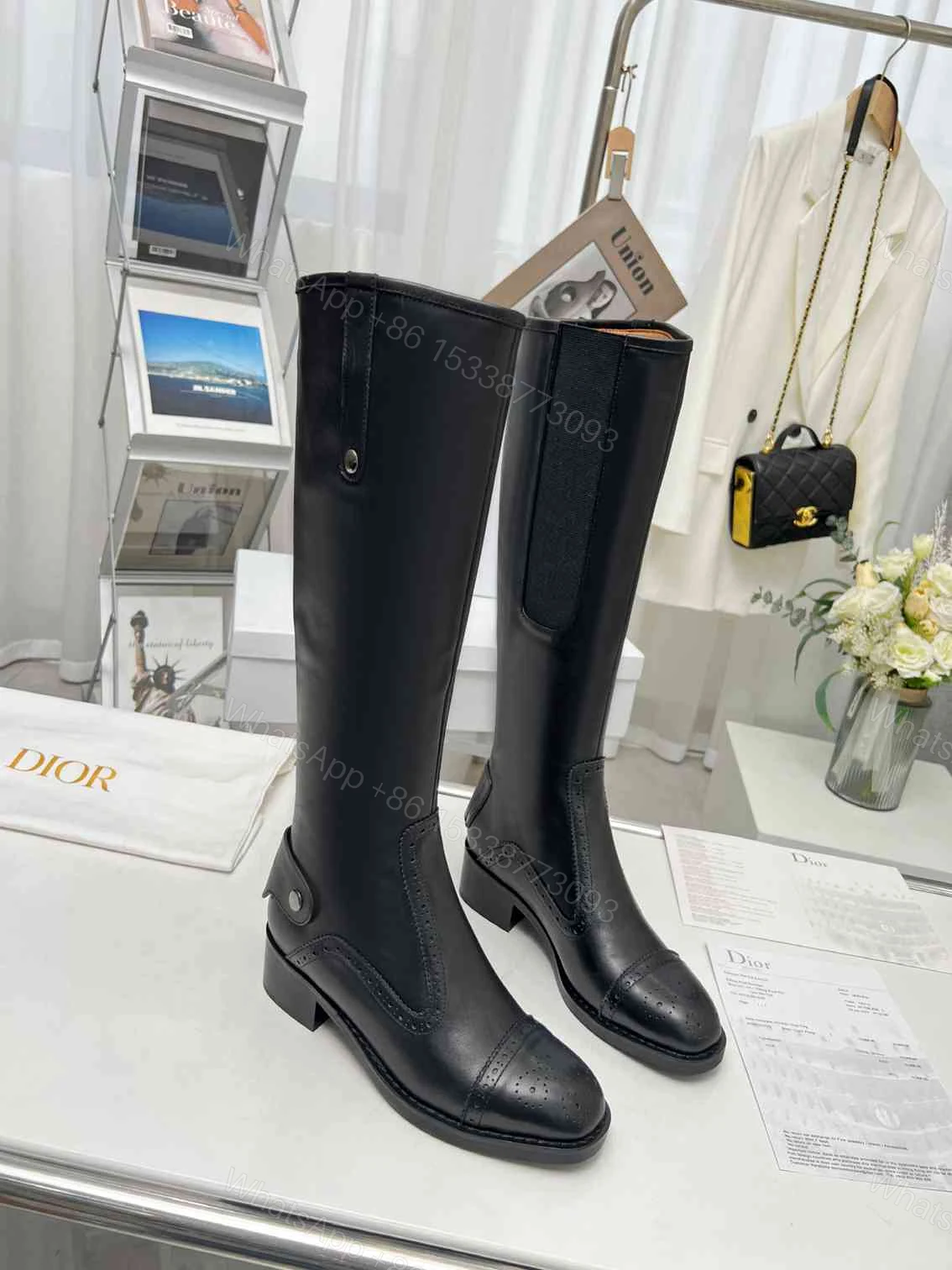 View 5 of DIOR D FOLK BOOT CALFSKIN BLACK