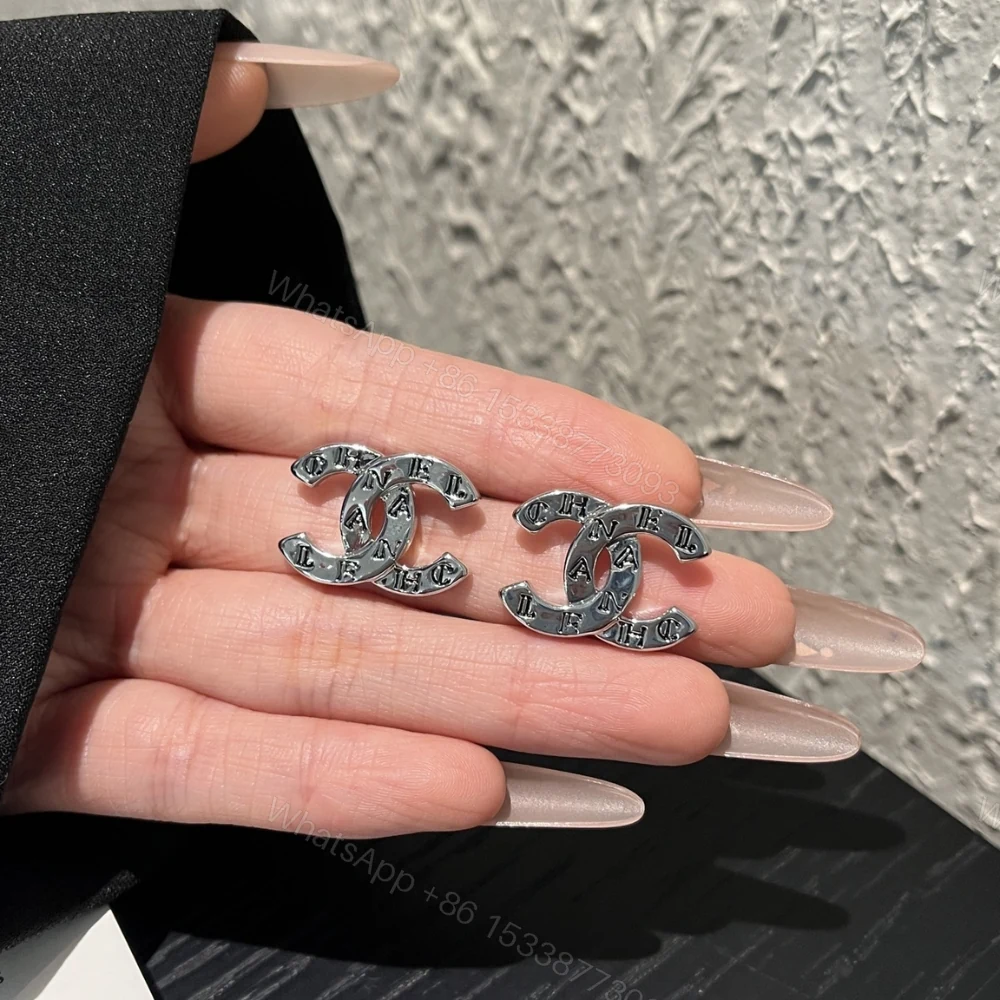 View 6 of Chanel Cc Classic Logo Earrings Silver