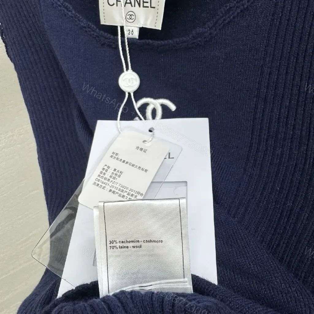 View 7 of Navy Knit Tank: Luxe Logo Silhouette Top