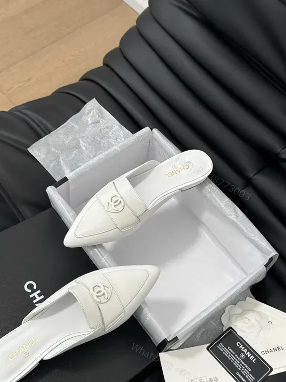View 7 of Chanel-Inspired White Mules: Sleek Comfort, Premium Style