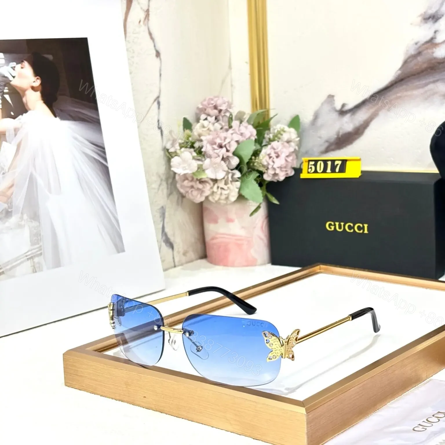 Gucci Butterfly Sunglass Women – Black Frame – UV Protected — view 1