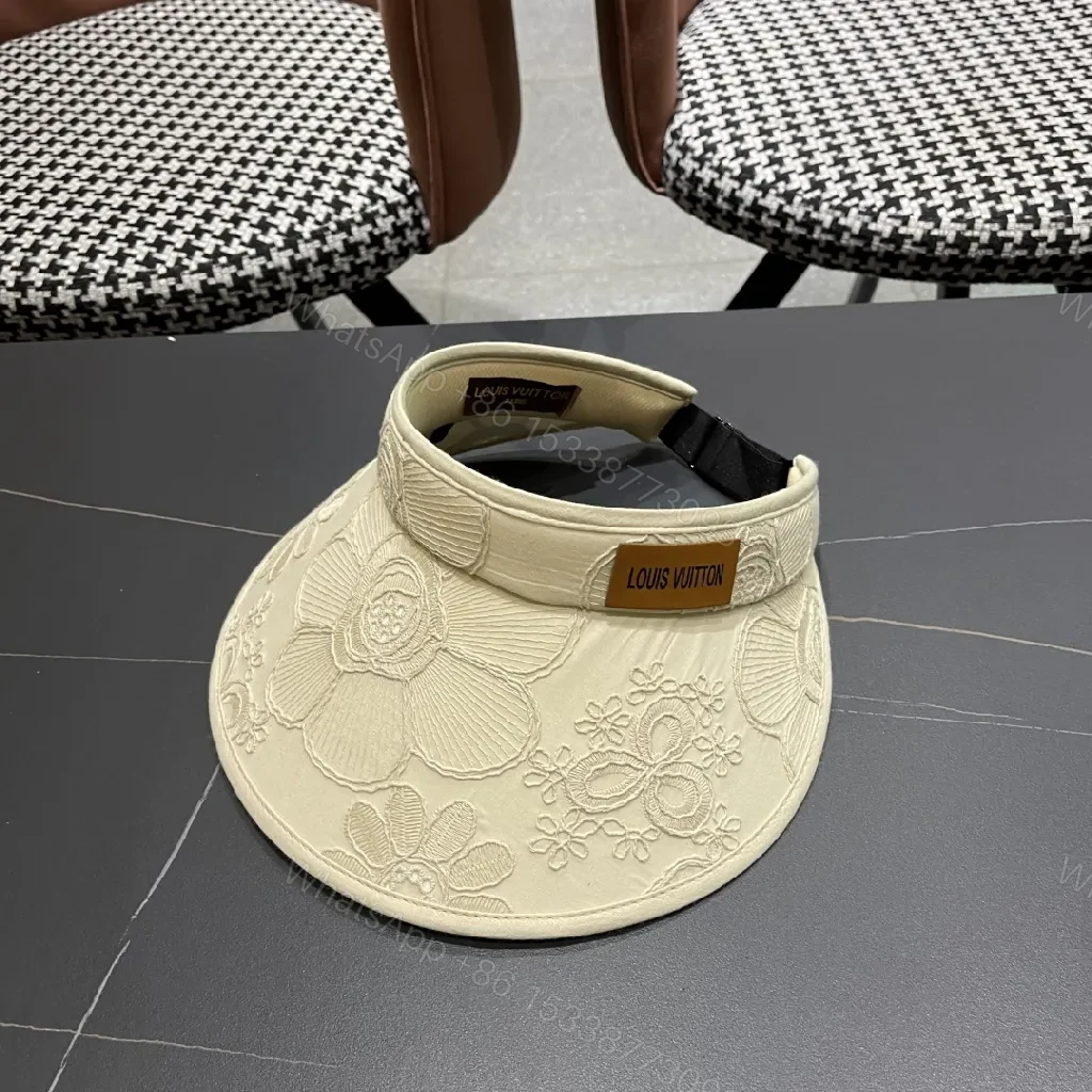 View 9 of Textured Embroidered Visor: Luxury Sun-Ready Accessory