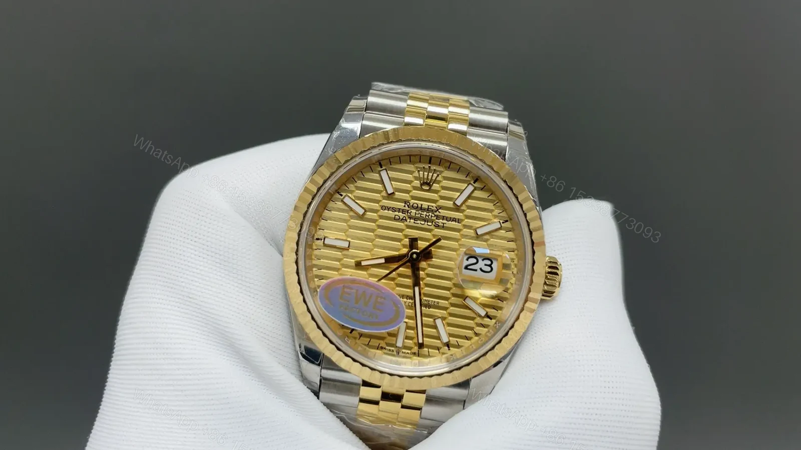 View 3 of Rolex Datejust 36 116233 Champagne Dial Fluted Bezel Jubilee Bracelet Watch 116233-0151