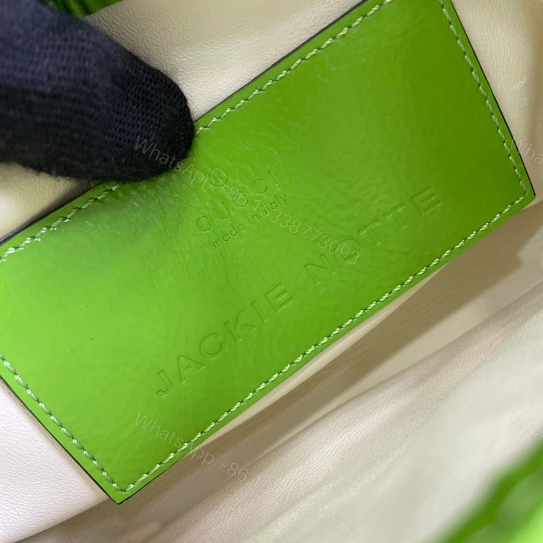 View 2 of JACKIE NOTTE MINI BAG 19 IN LIME GREEN CRACKED LACQUER CALFSKIN GOLD HARDWARE